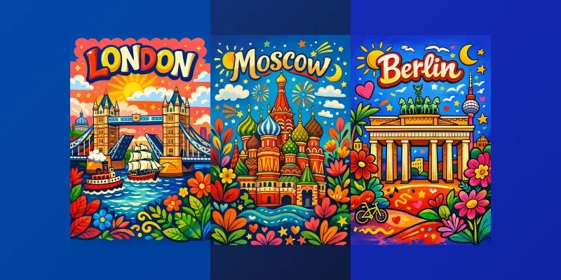 Vibrant Playful Travel Posters generated by undefined