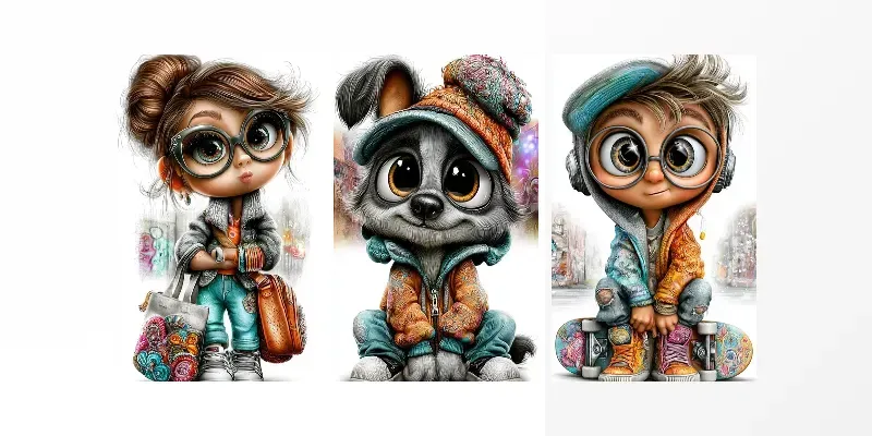 Trendy Cartoon Characters generated by undefined