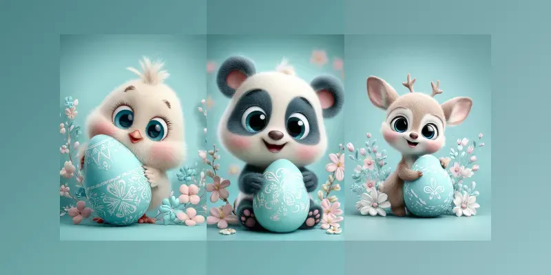 Cute Easter Kawaii Cartoon Characters generated by undefined