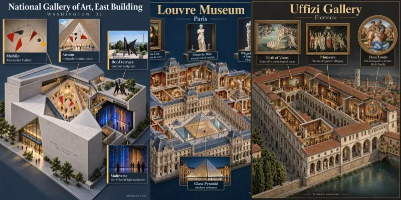 Isometric Museum Cutaway Infographics