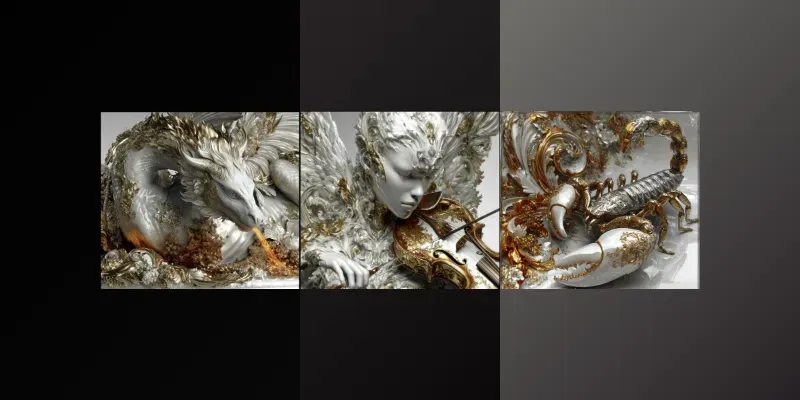 Baroque Metallic Ornamental Beasts generated by undefined
