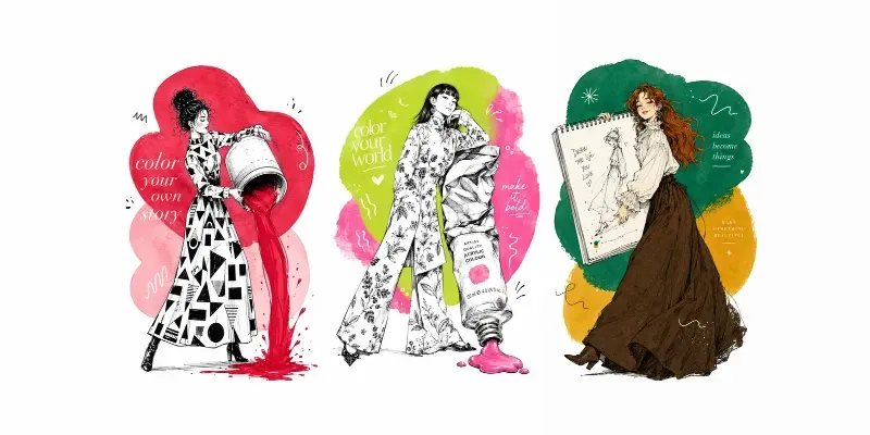 Quirky Ink And Splash Fashion Art generated by undefined