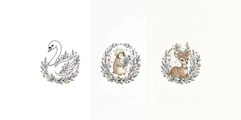 Cute Doodle Elegant Animal Icons generated by undefined