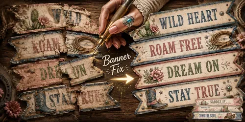 Western Decorative Word Banner Strips generated by chatgpt-image