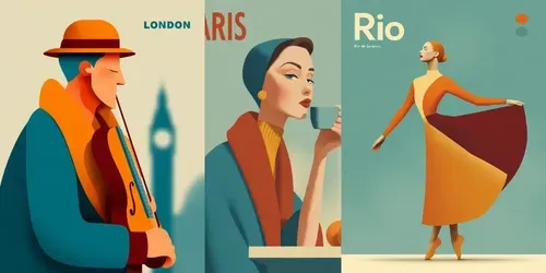 Vintage City Illustration Bundles generated by midjourney