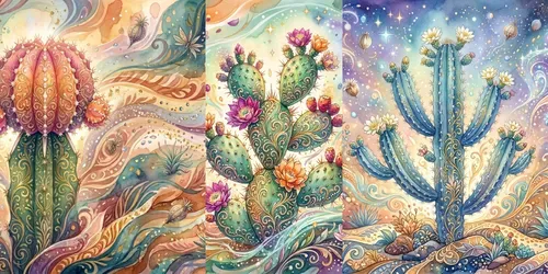Ethereal Baroque Cacti generated by gemini-image