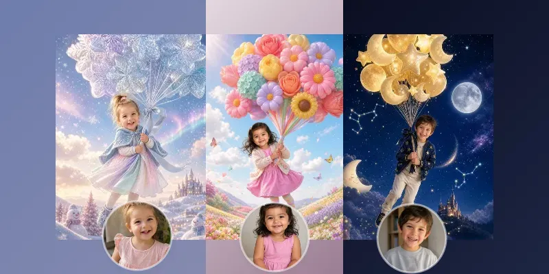 Kids Balloon Flight Storybook Photos generated by undefined