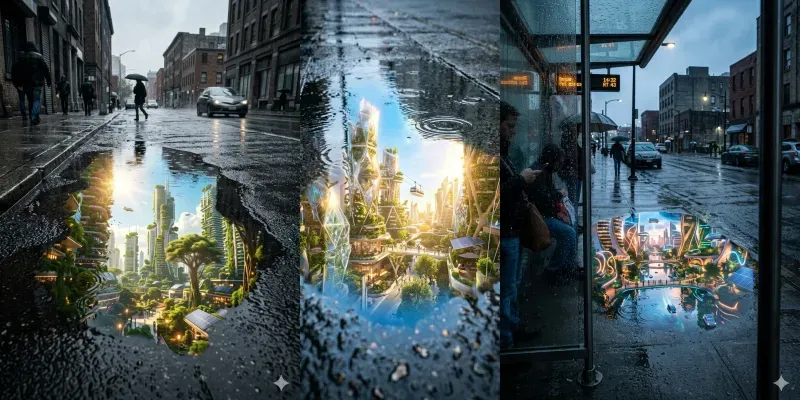 Solarpunk Reflections After Rain generated by undefined