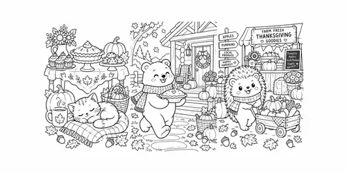 Cozy Fall Thanksgiving Coloring Pages generated by chatgpt-image