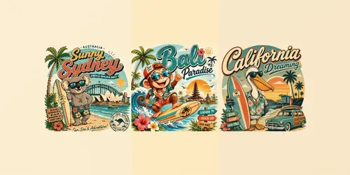 Retro Tropical Travel Cartoon Poster Art generated by chatgpt-image