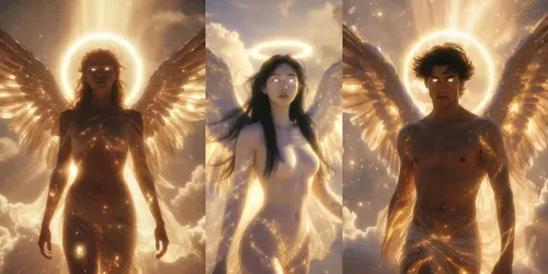 Celestial Angelic Forms Radiant Portraits generated by grok-image
