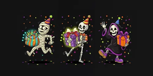 Halloween Character Vectors generated by gemini-image