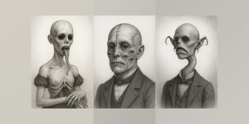 Grotesque Humanoid Creatures Drawings generated by undefined