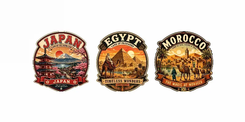Vintage Travel Badge Prompt Collection generated by undefined