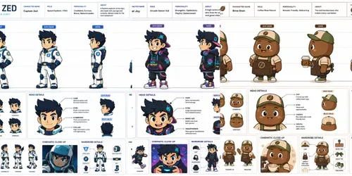 2D Cartoon Character Sheet Pros generated by chatgpt-image
