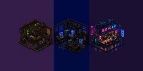 Retro RPG Isometric Pixel Art Environments generated by chatgpt-image
