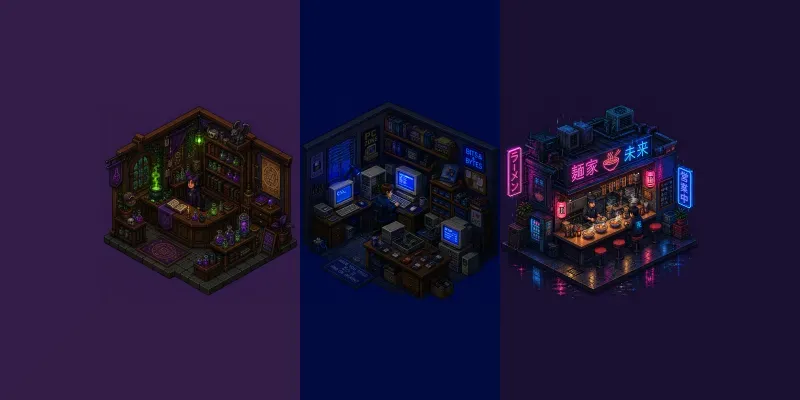 Retro RPG Isometric Pixel Art Environments generated by undefined