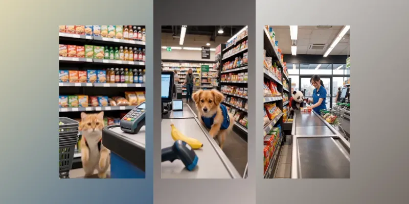 Cute Animal Supermarket Checkout Videos generated by undefined