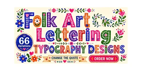 Folk Art Lettering Typography Designs generated by chatgpt-image