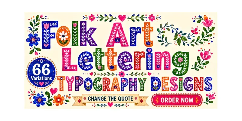 Folk Art Lettering Typography Designs generated by undefined