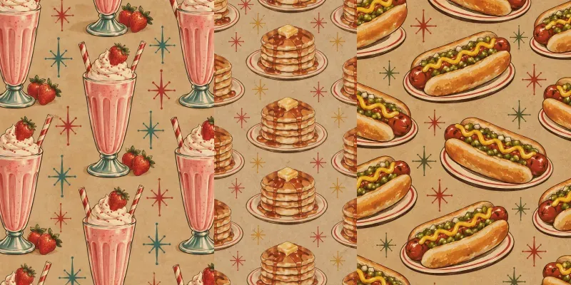 Dinner Kraft Paper Seamless Patterns