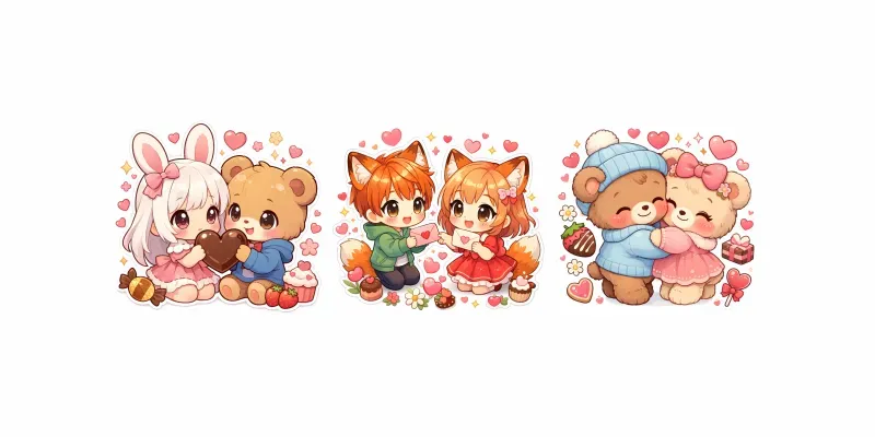 Cute Chibi Valentine Sticker Art generated by undefined