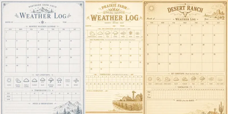 Weather Log Junk Journal Pages generated by undefined