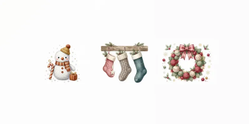 Cozy Crochet Christmas Cliparts