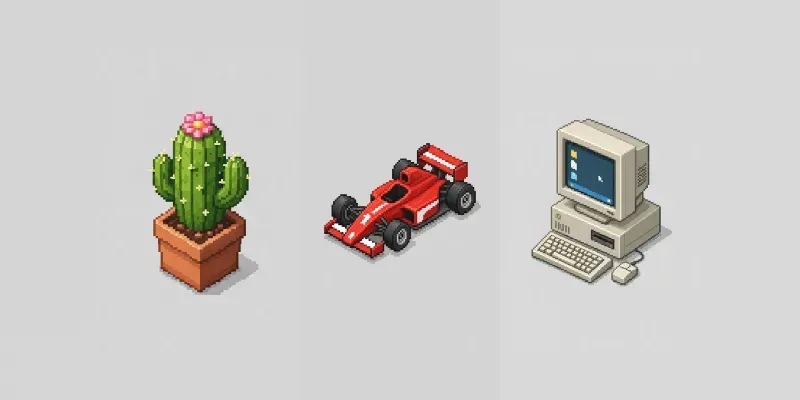 Minimal Isometric 8bit Pixel Icons generated by undefined