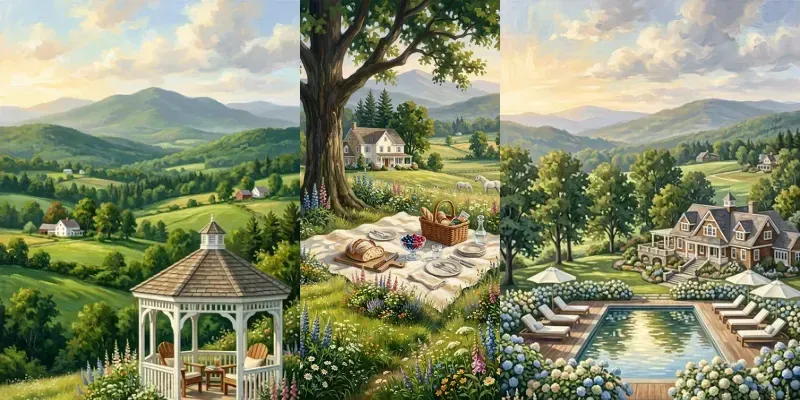 Acrylic Summer In Vermont Illustrations generated by undefined