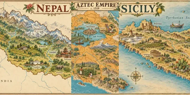 Pictorial Antique Old World Maps