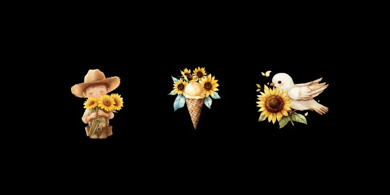 Summer Sunflower Watercolor Illustrations generated by undefined
