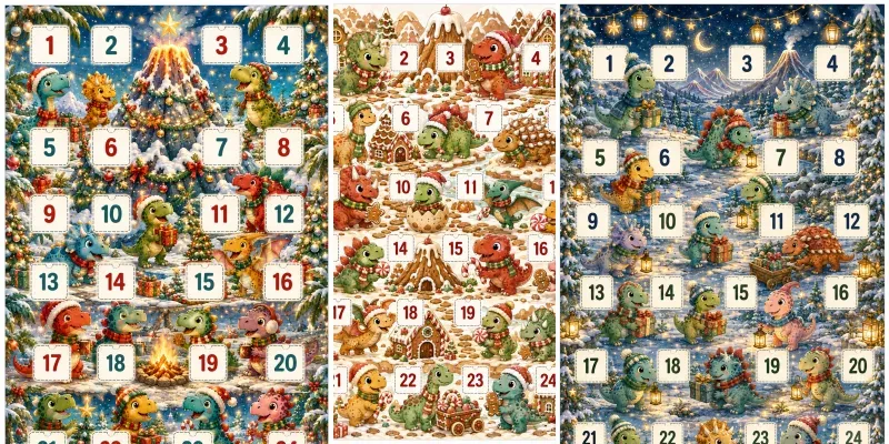Kids Dinosaur Christmas Advent Calendars generated by undefined