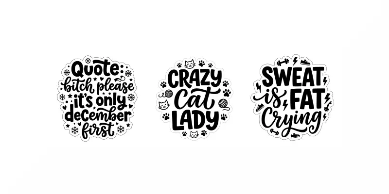 Black White Typography Stickers generated by undefined