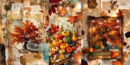 Autumn Fairytale Junk Journal Ephemera generated by grok-image
