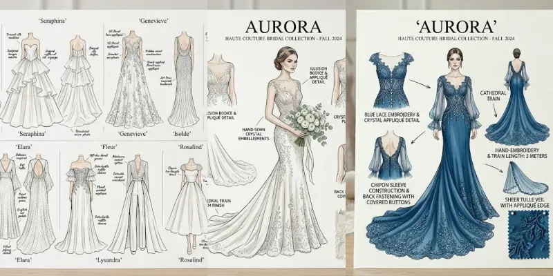Wedding Dress Sketch Boards With Photos generated by undefined