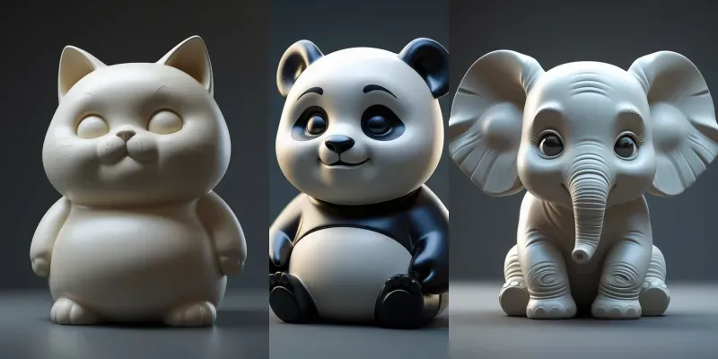 Minimalist 3D Ceramic Animals generated by undefined