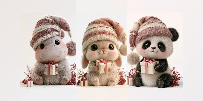Cute 3D Christmas Animals