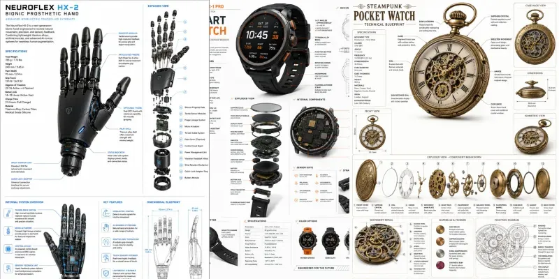Technical Blueprint Infographics generated by undefined