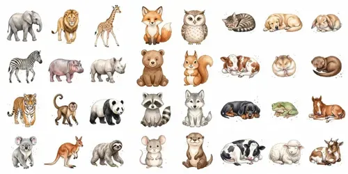 Watercolor Animal Set Builders generated by gemini-image