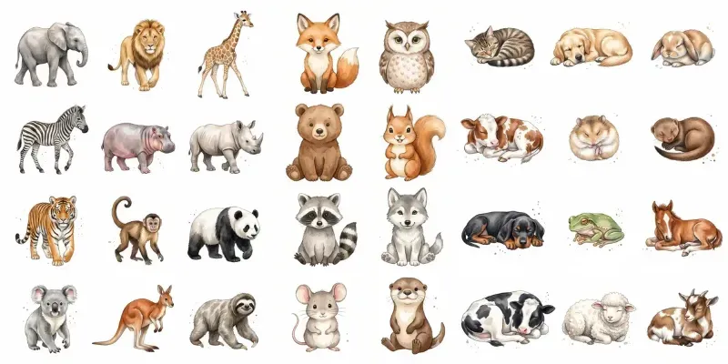 Watercolor Animal Set Builders generated by undefined