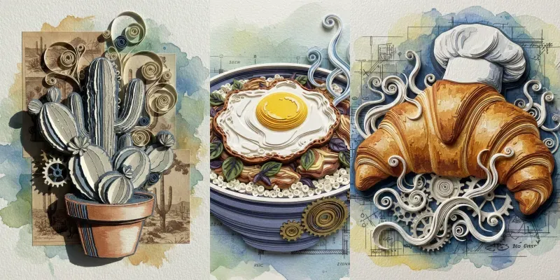 3D Vintage Mechanical Watercolor Art generated by undefined