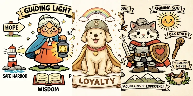 Symbolic Cartoon Hero Illustrations generated by undefined