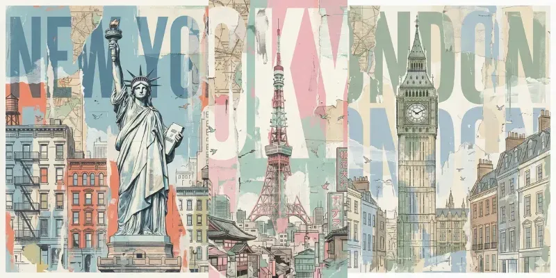 Editorial City Collage Posters generated by undefined