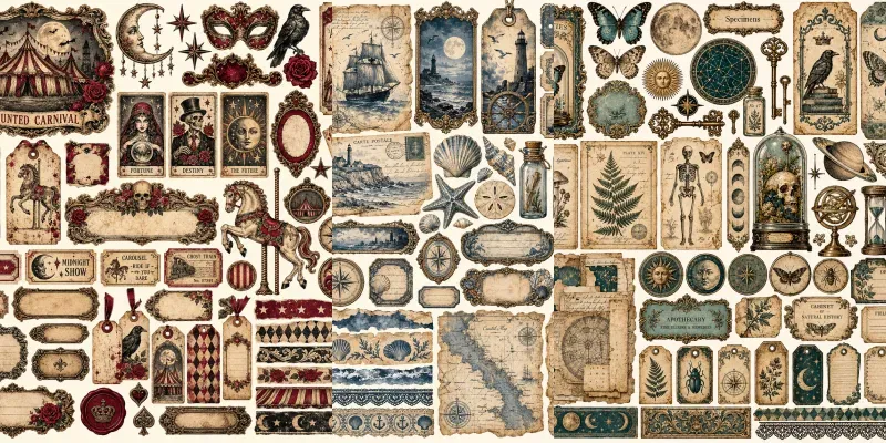 Vintage Gothic Junk Journal Ephemera