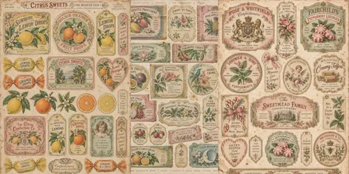 Antique Confectionery Ephemera Sheets generated by chatgpt-image