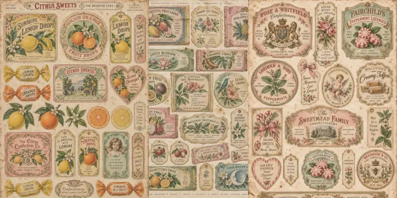 Antique Confectionery Ephemera Sheets generated by undefined
