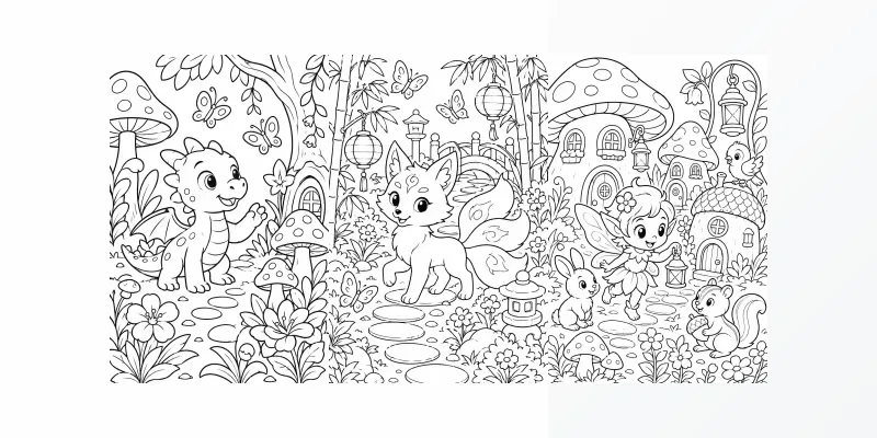 Cute Fantasy Creatures Coloring Books generated by undefined