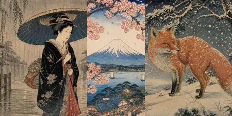 Japanese Ukiyoe Woodblocks generated by undefined
