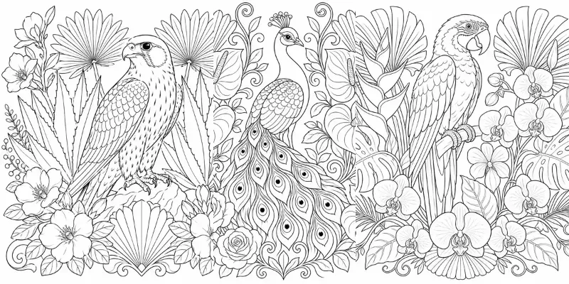 Decorative Flower And Bird Coloring Pages generated by undefined